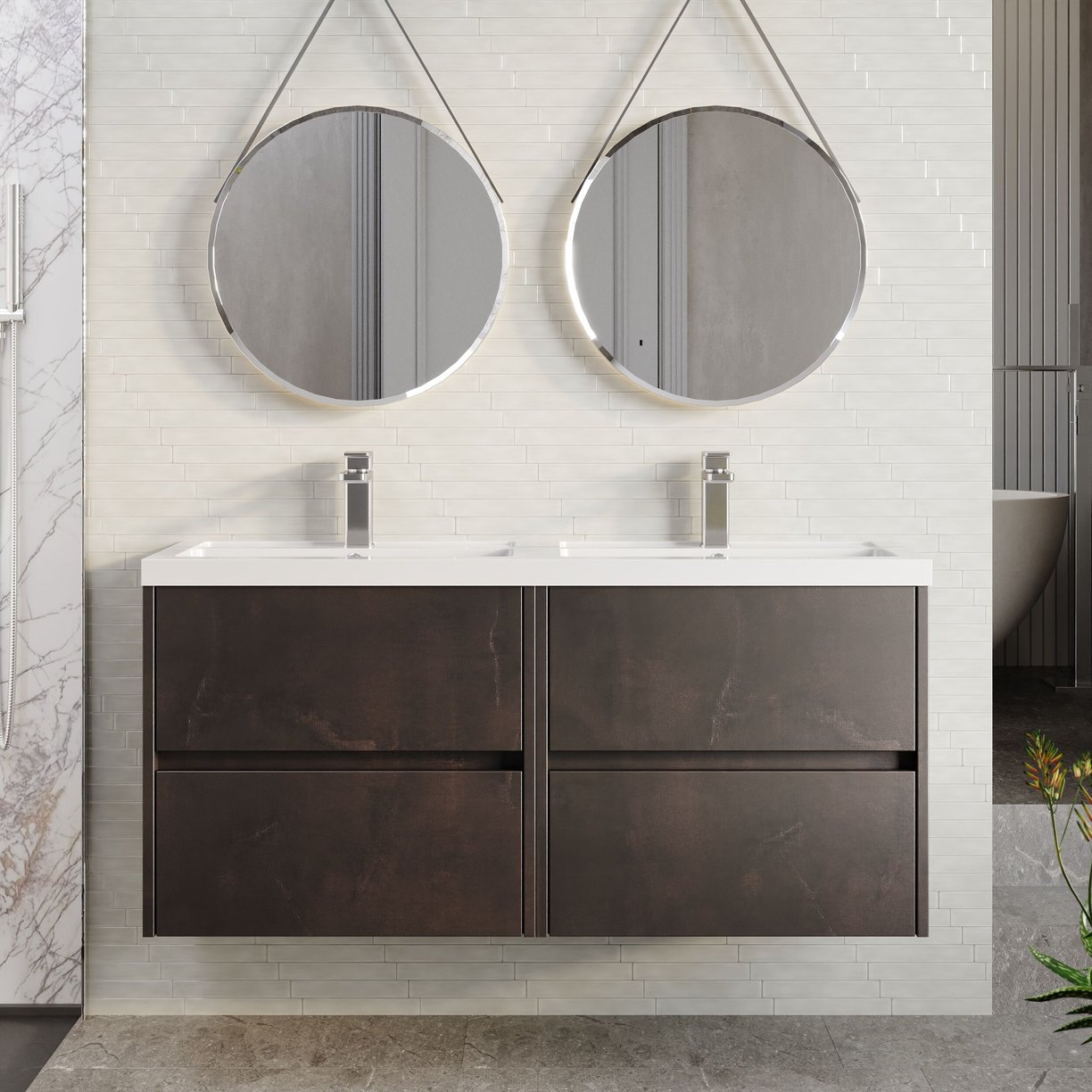 1200mm W/H 4-Drawer Unit & Double Basin - Metallic Slate