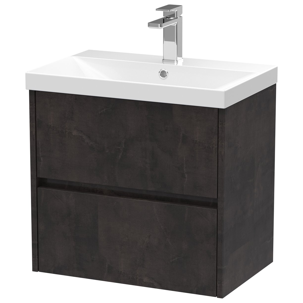 600mm W/H 2-Drawer Unit & Basin 3 - Metallic Slate