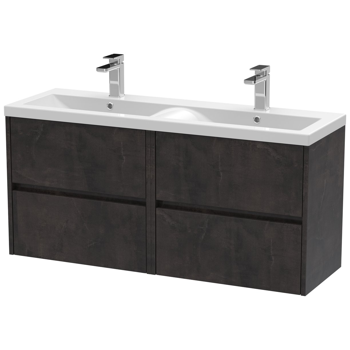 1200mm W/H 4-Drawer Unit & Double Basin - Metallic Slate