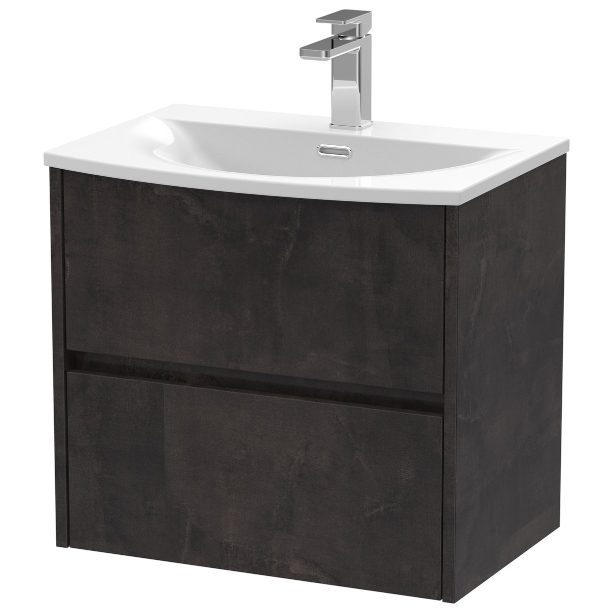 600mm W/H 2-Drawer Unit & Basin 4 - Metallic Slate