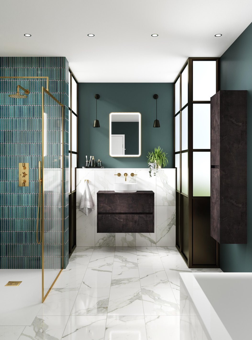 600mm W/H 2-Drawer Unit & Worktop - Metallic Slate