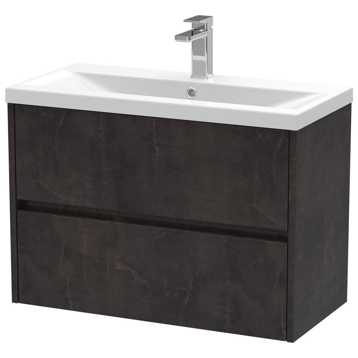 800mm W/H 2-Drawer Unit & Basin 1 - Metallic Slate