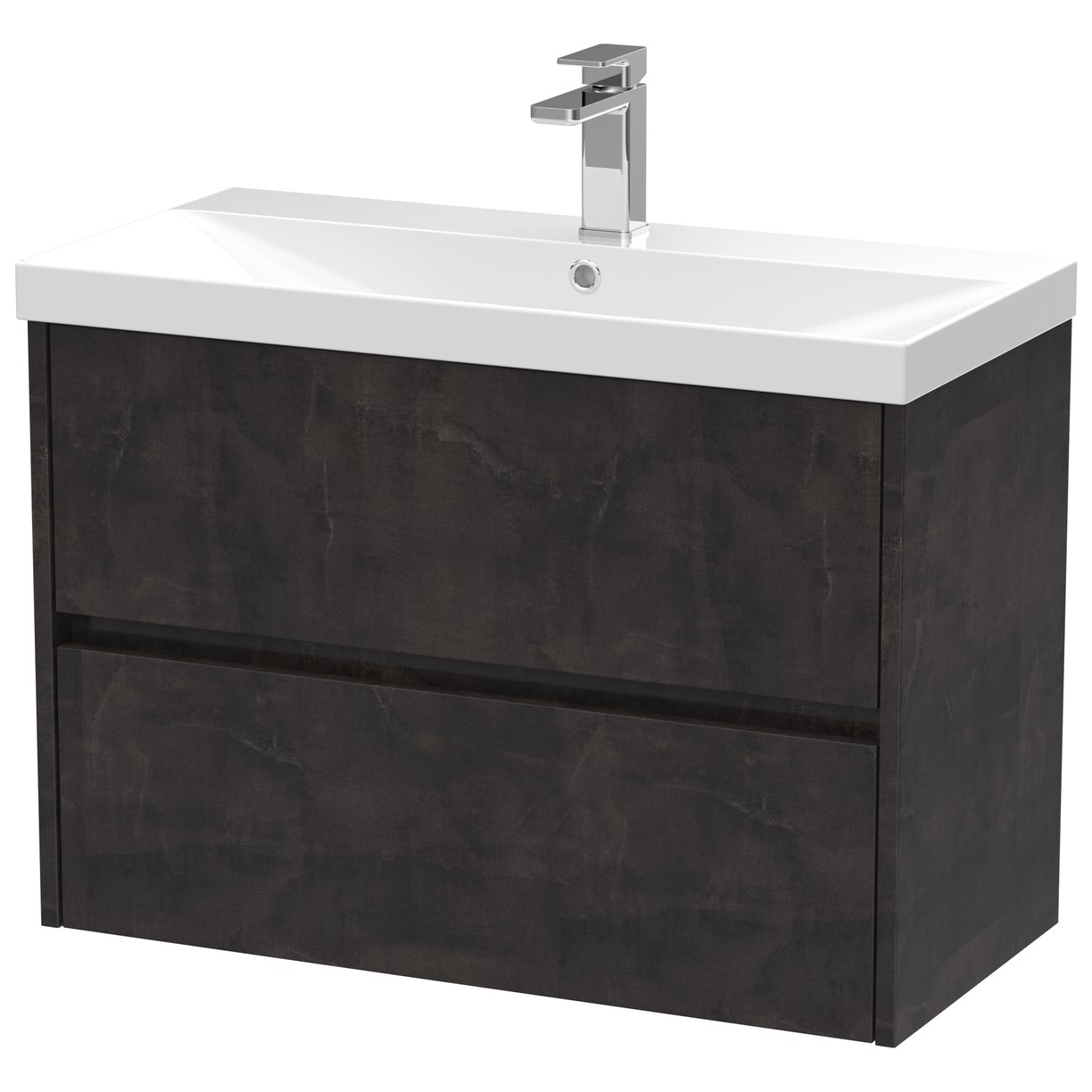800mm W/H 2-Drawer Unit & Basin 3 - Metallic Slate