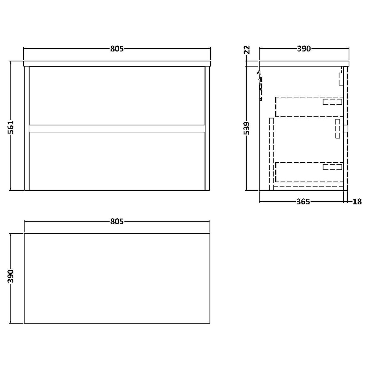 800mm W/H 2-Drawer Unit & Worktop - Metallic Slate