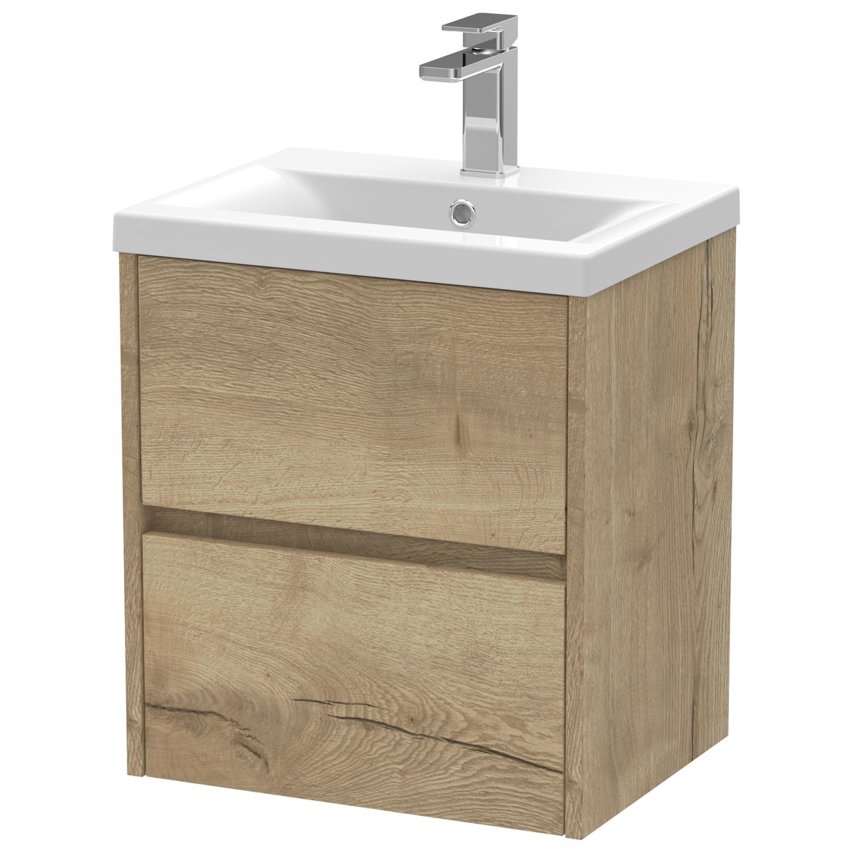 500mm W/H 2-Drawer Unit & Basin 1 - Halifax Oak
