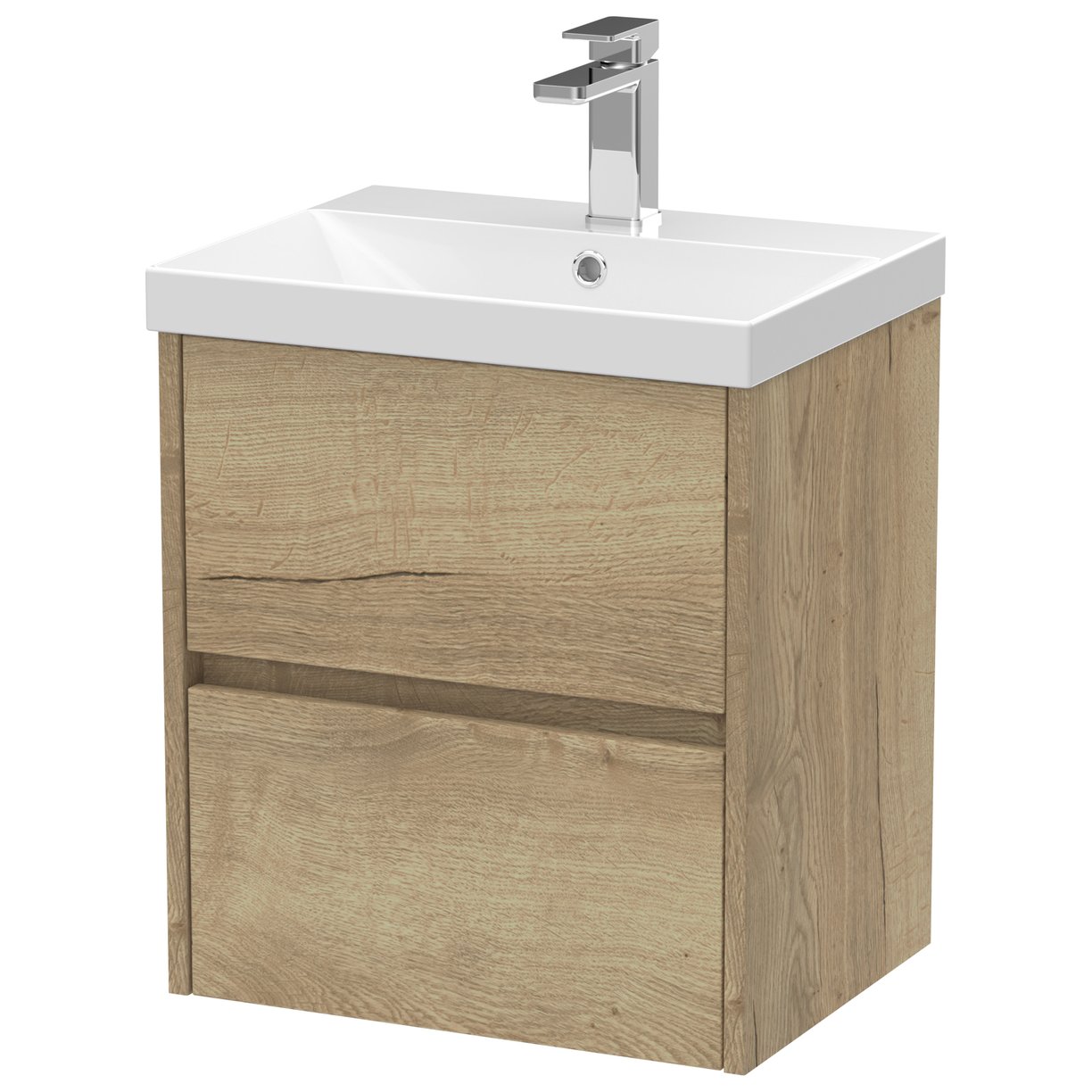 500mm W/H 2-Drawer Unit & Basin 3 - Halifax Oak