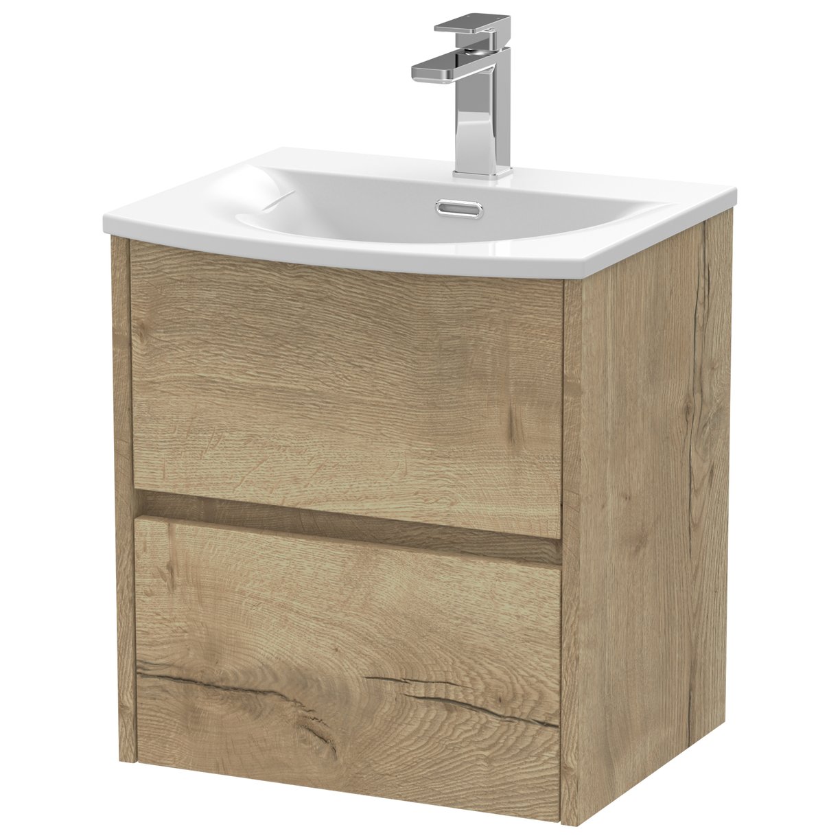 500mm W/H 2-Drawer Unit & Basin 4 - Halifax Oak