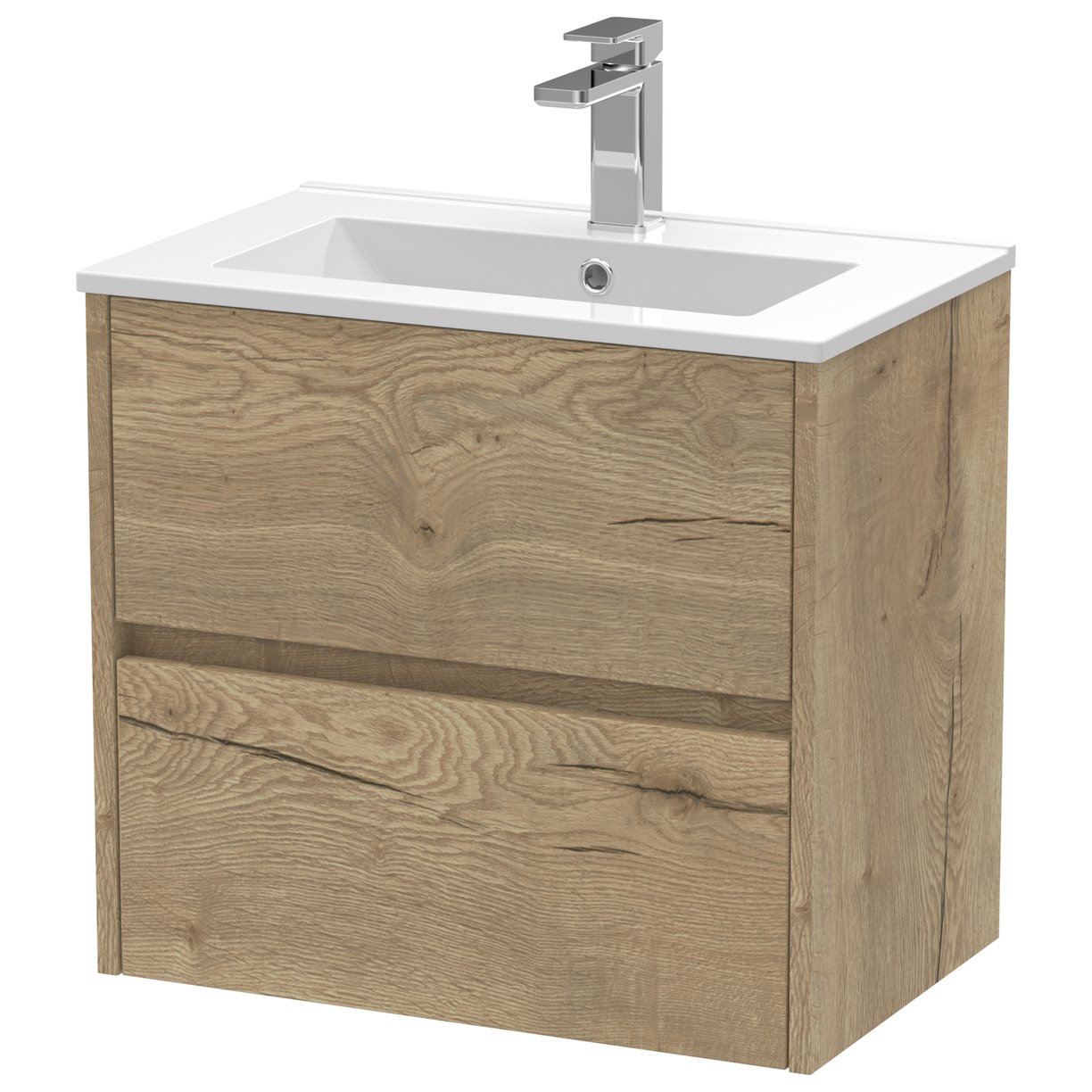 Havana 600mm Wall Hung 2 Drawer Vanity Basin Unit & Minimalist Ceramic Basin