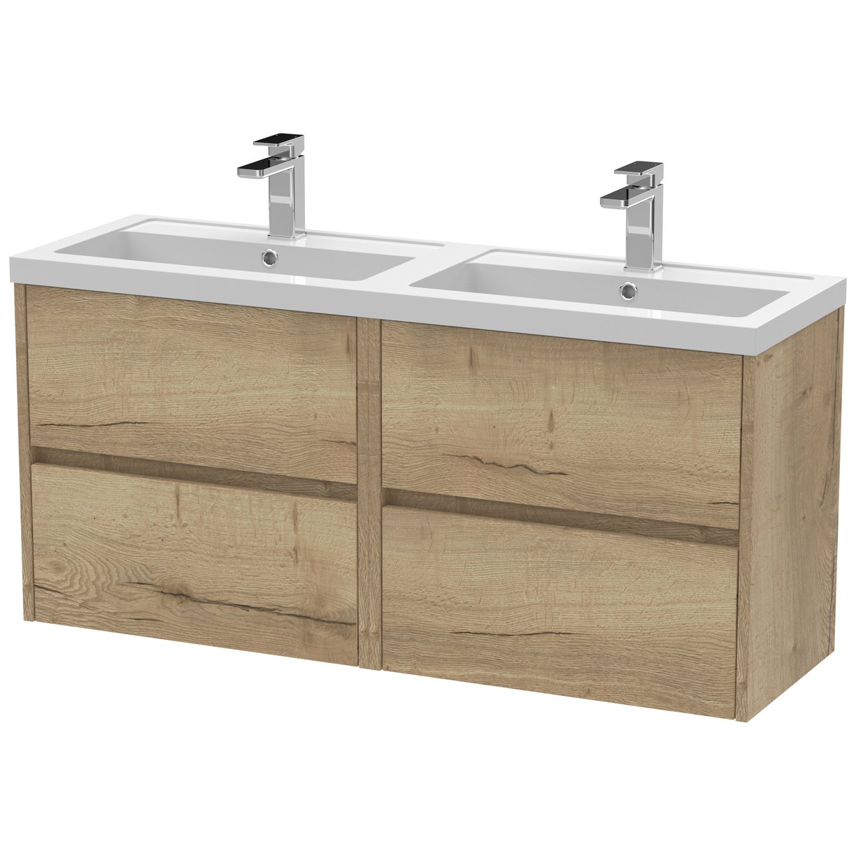 1200mm W/H 4-Drawer Unit & Double Basin - Halifax Oak