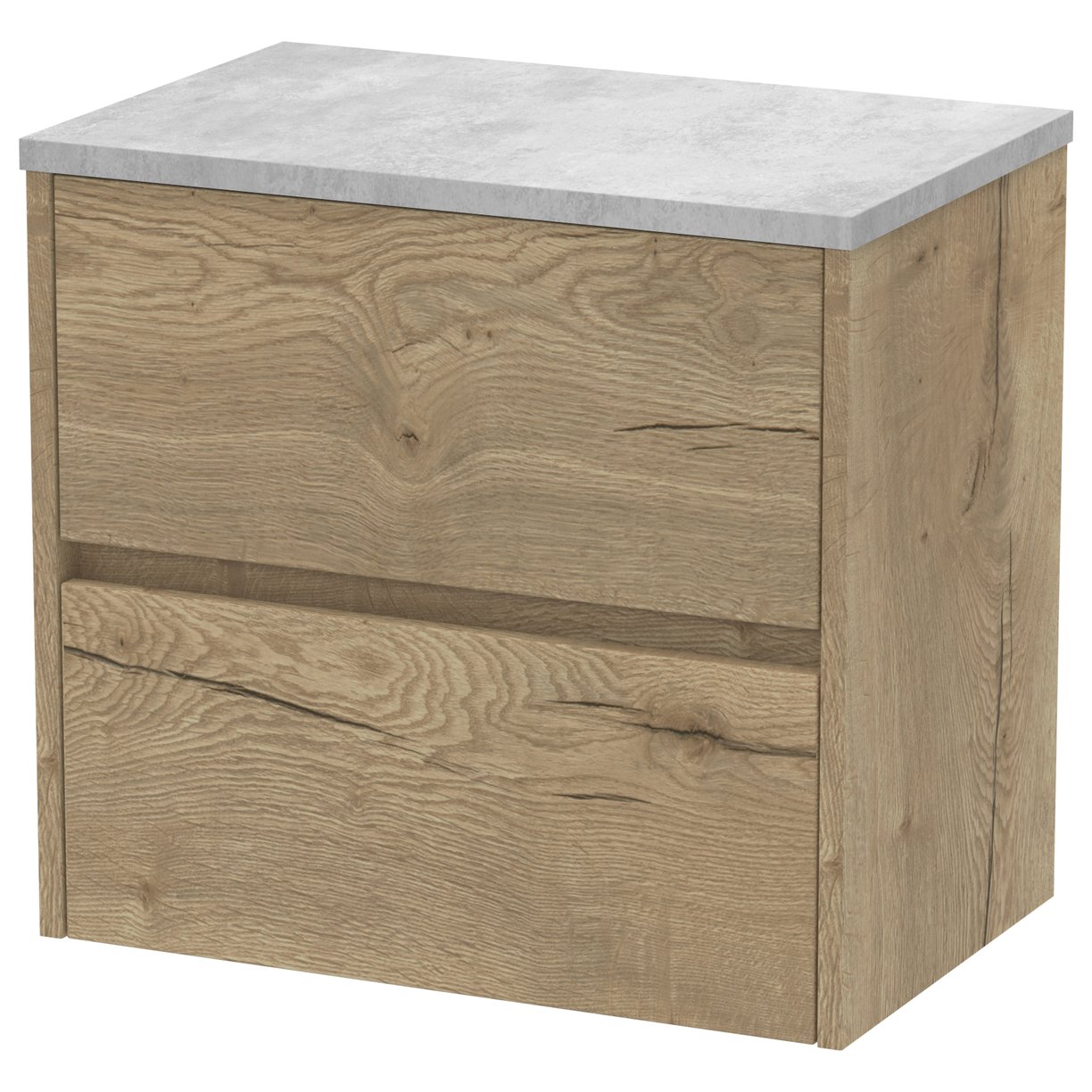 600mm W/H 2-Drawer Unit & Worktop - Halifax Oak