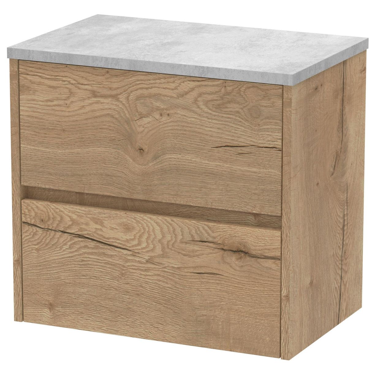 600mm W/H 2-Drawer Unit & Worktop - Halifax Oak