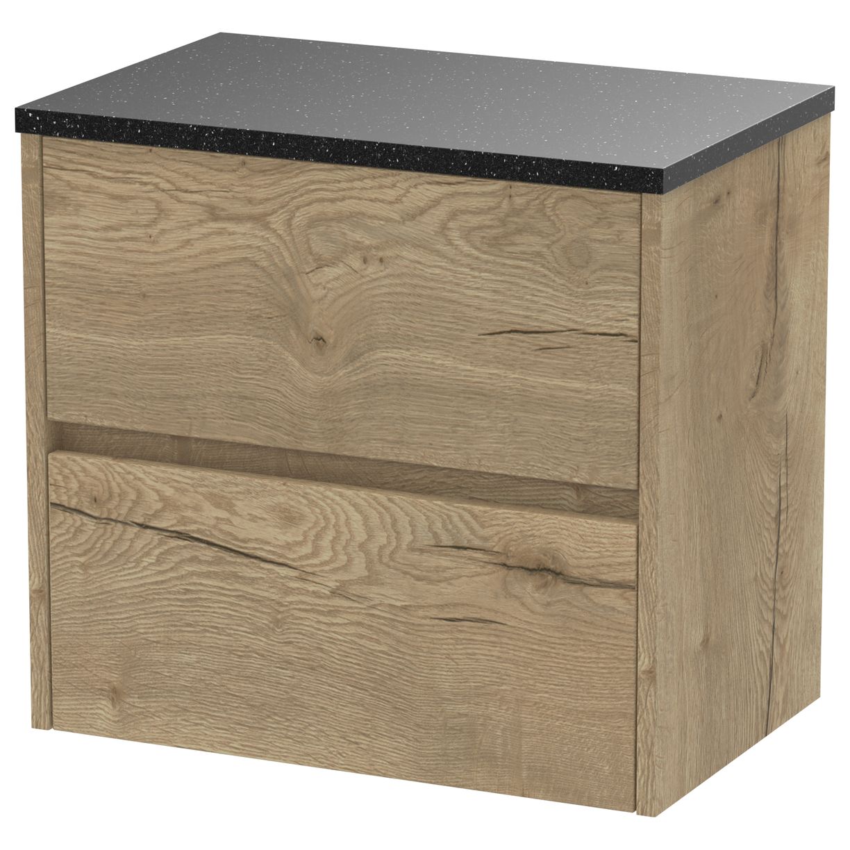 600mm W/H 2-Drawer Unit & Worktop - Halifax Oak