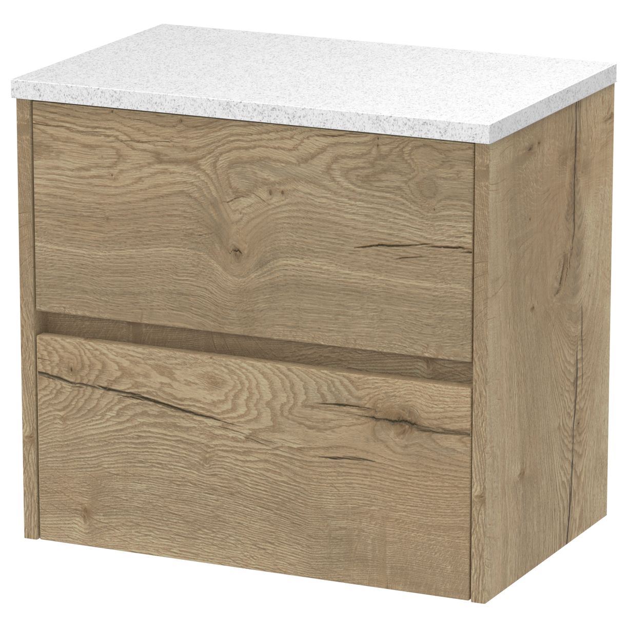 600mm W/H 2-Drawer Unit & Worktop - Halifax Oak