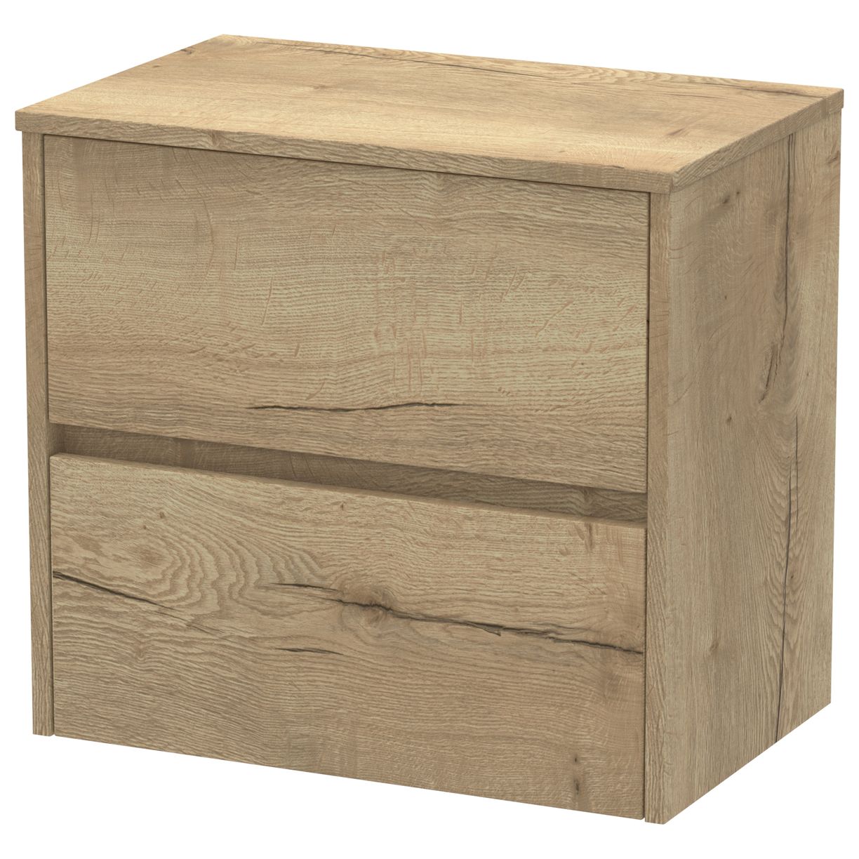 600mm W/H 2-Drawer Unit & Worktop - Halifax Oak