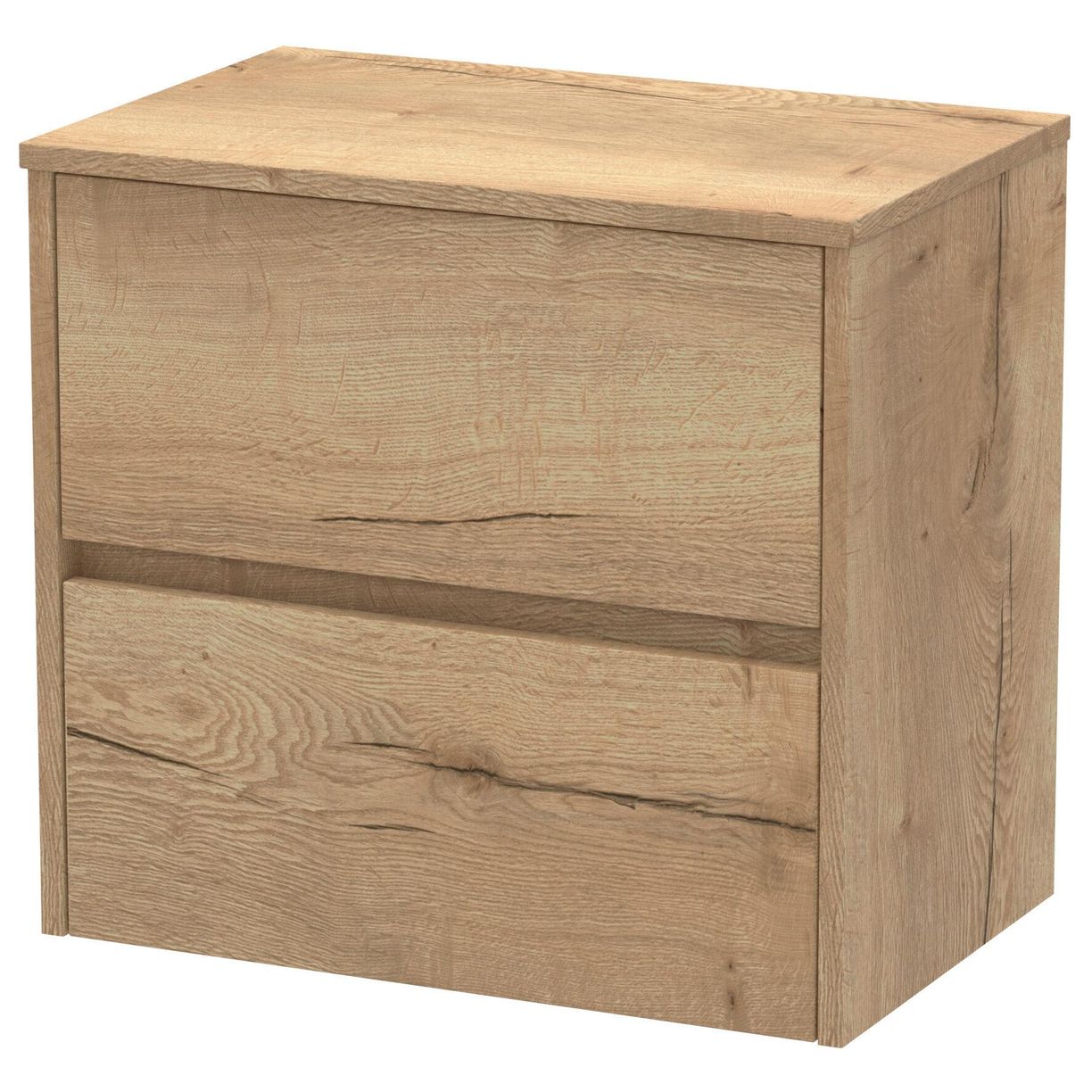 600mm W/H 2-Drawer Unit & Worktop - Halifax Oak