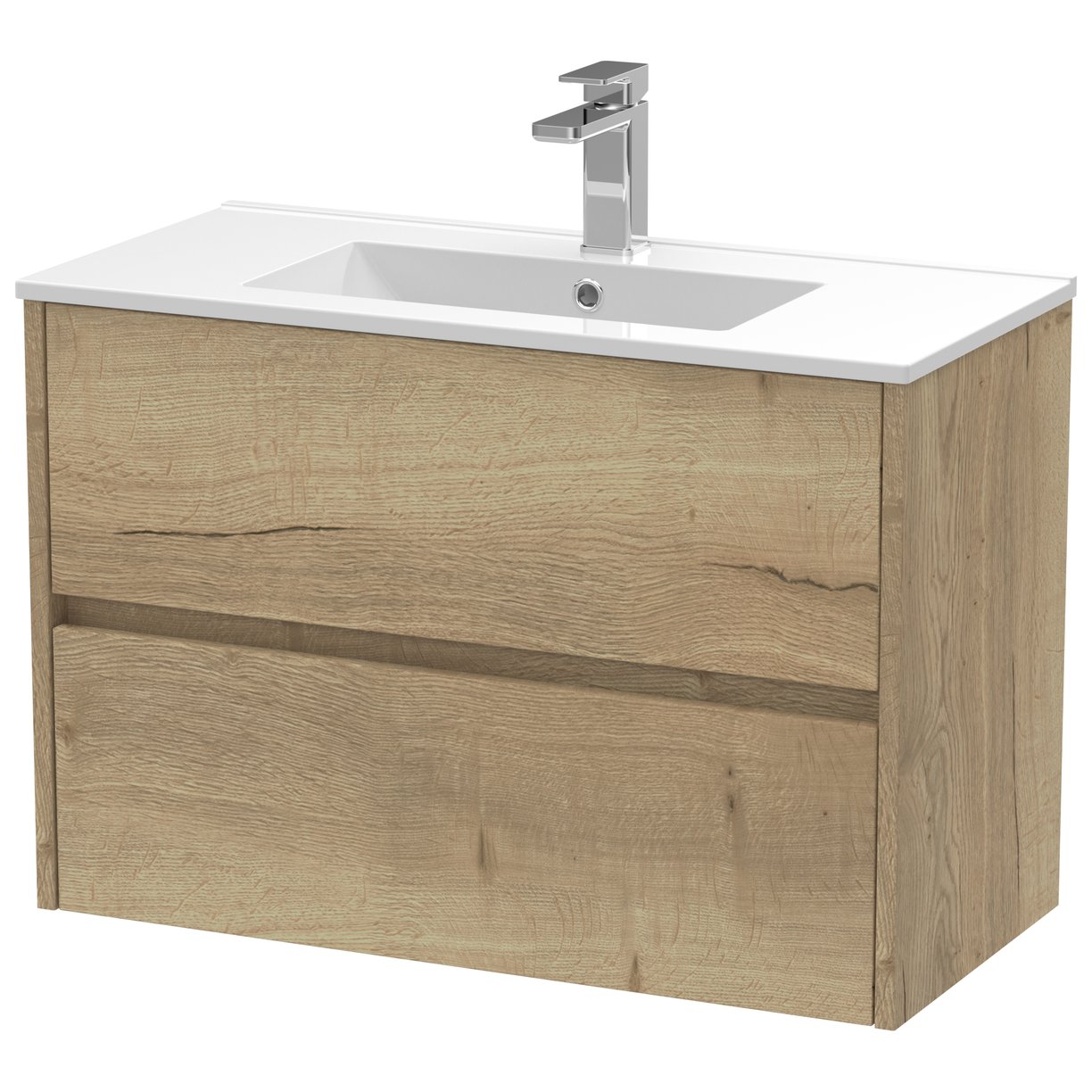 800mm W/H 2-Drawer Unit & Basin 2 - Halifax Oak