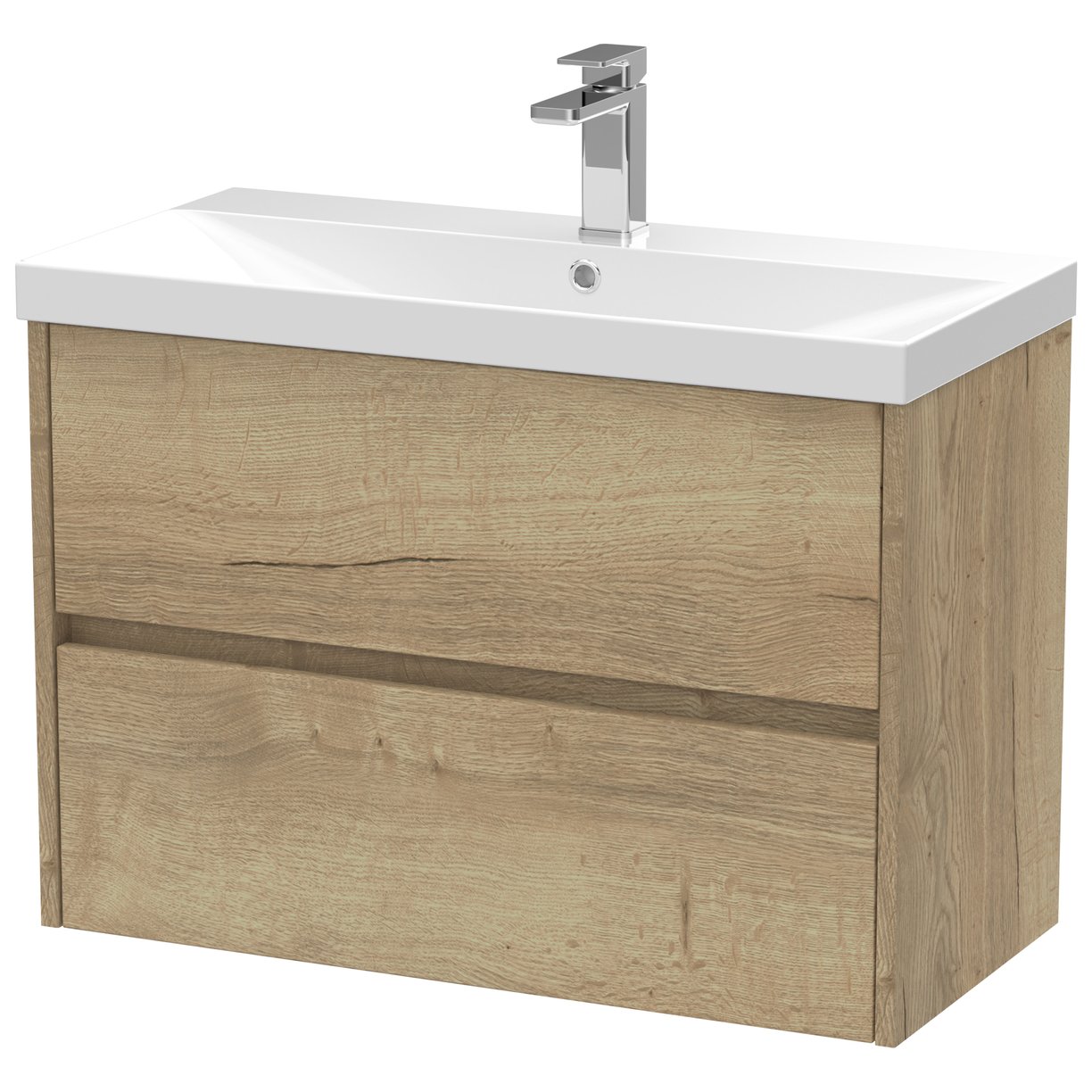 800mm W/H 2-Drawer Unit & Basin 3 - Halifax Oak