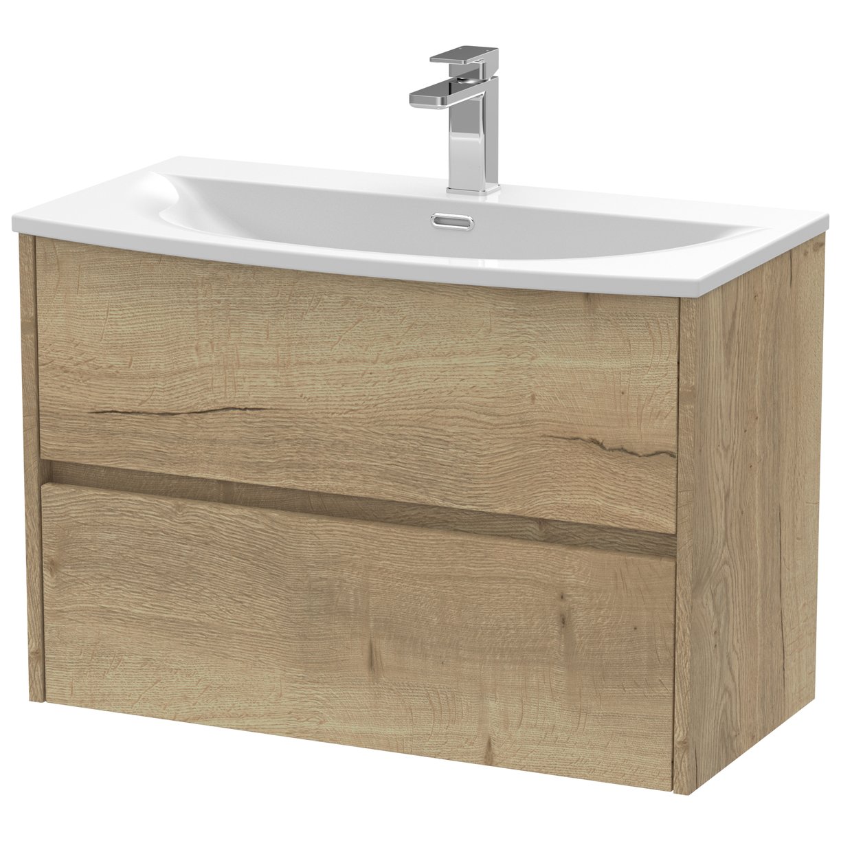 800mm W/H 2-Drawer Unit & Basin 4 - Halifax Oak