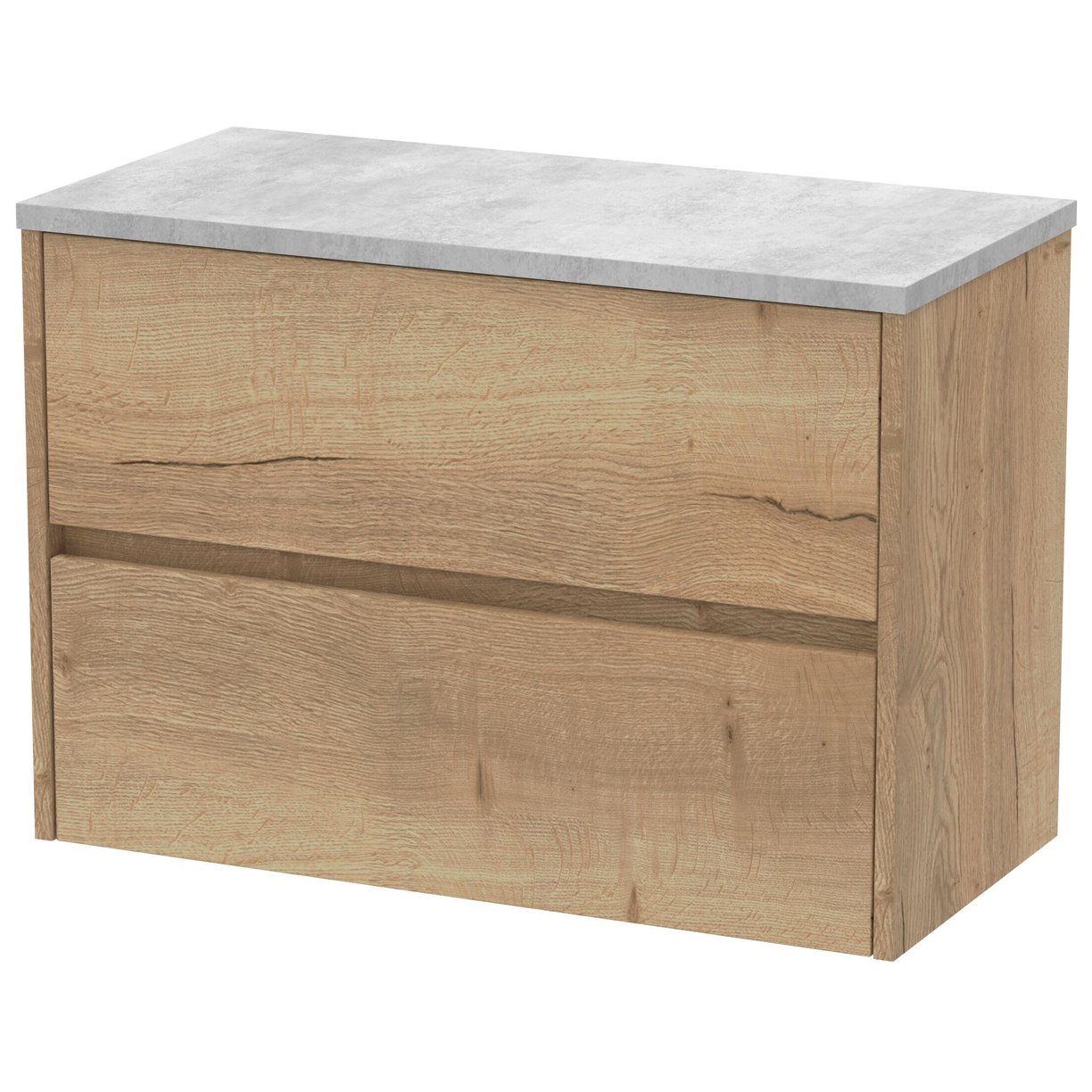 800mm W/H 2-Drawer Unit & Worktop - Halifax Oak