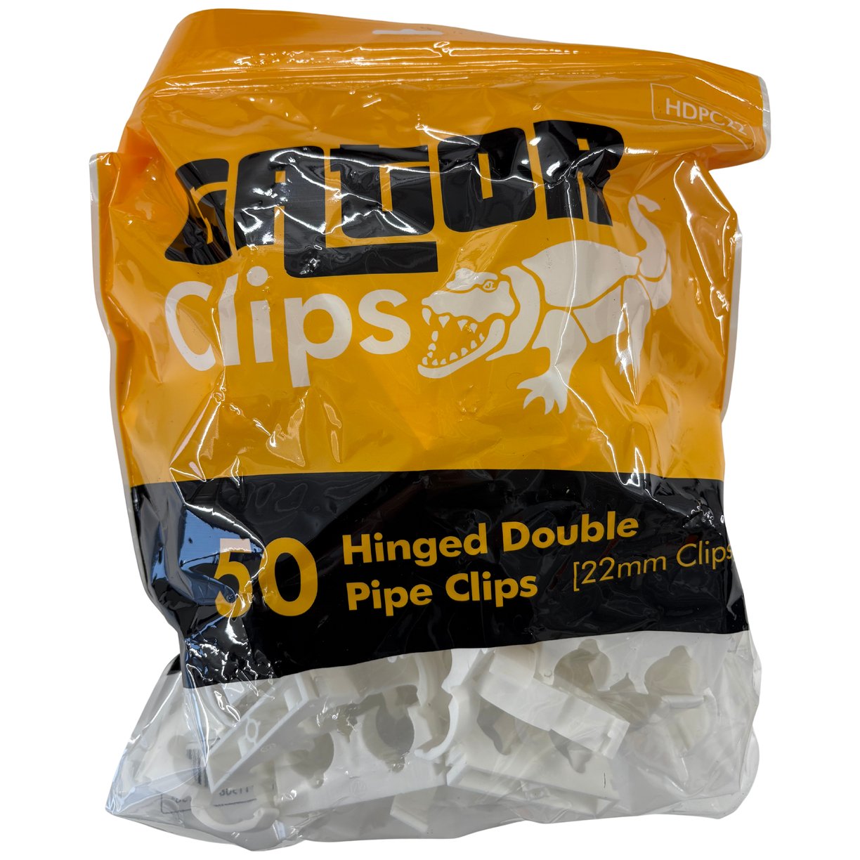 Hinged Double Pipe Clip 22mm (Pack of 50 - Sold In Singles)