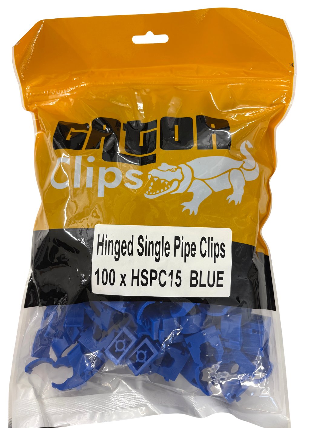 Hinged Single Pipe Clip 15mm Blue (Pack of 100 - Sold In Singles)