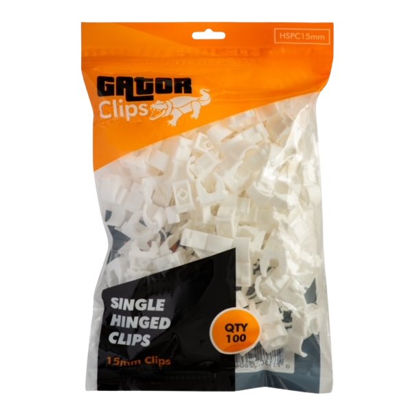 Hinged Single Pipe Clip 15mm (Pack of 100 - Sold In Singles)