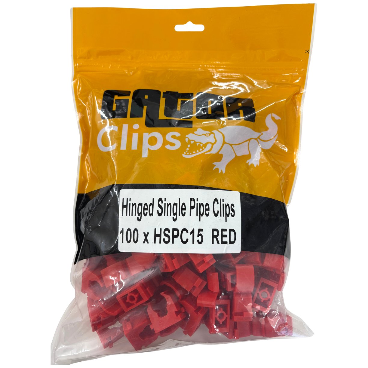 Hinged Single Pipe Clip 15mm Red (Pack of 100 - Sold In Singles)