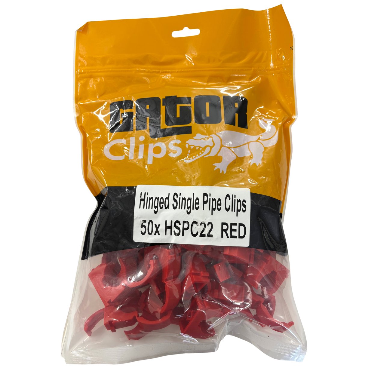 Hinged Single Pipe Clip 22mm Red (Pack of 50 - Sold In Singles)
