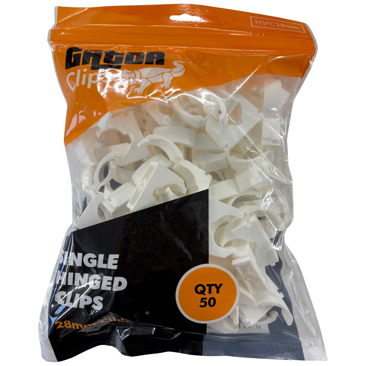 Hinged Single Pipe Clip 28mm (Pack of 50 - Sold In Singles)