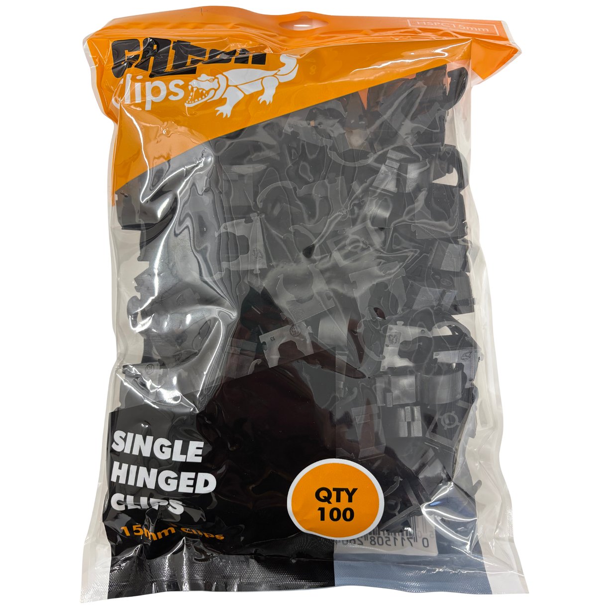 Hinged Single Pipe Clip 15mm Black (Pack of 100 - Sold In Singles)