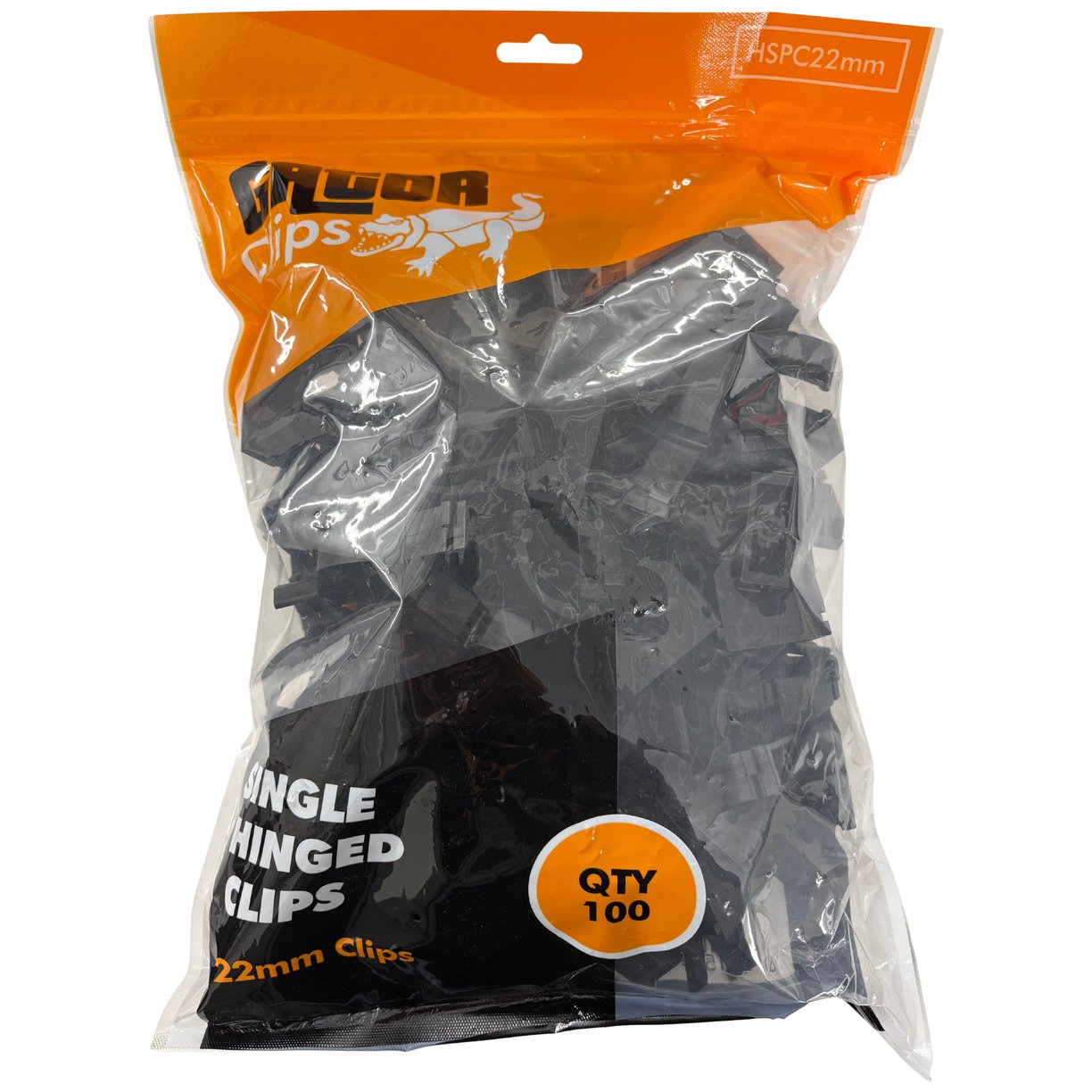 Hinged Single Pipe Clip 22mm Black (Pack of 50 - Sold In Singles)