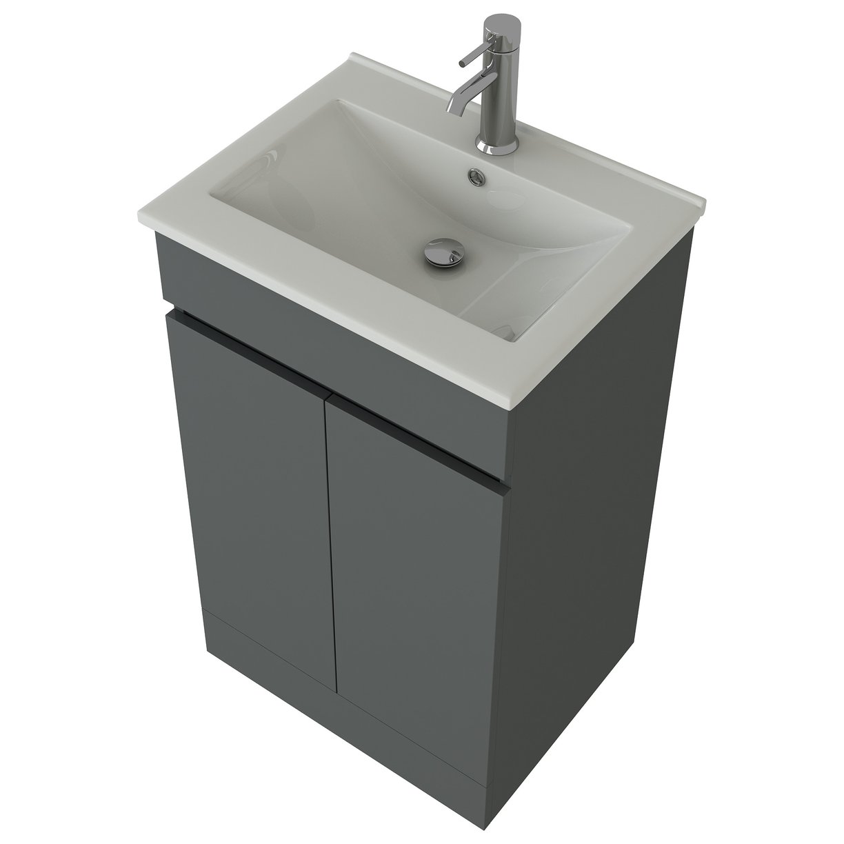 Vittoria 500 2 Door Anthracite Gloss Handless Vanity Unit & Slim Edge Basin