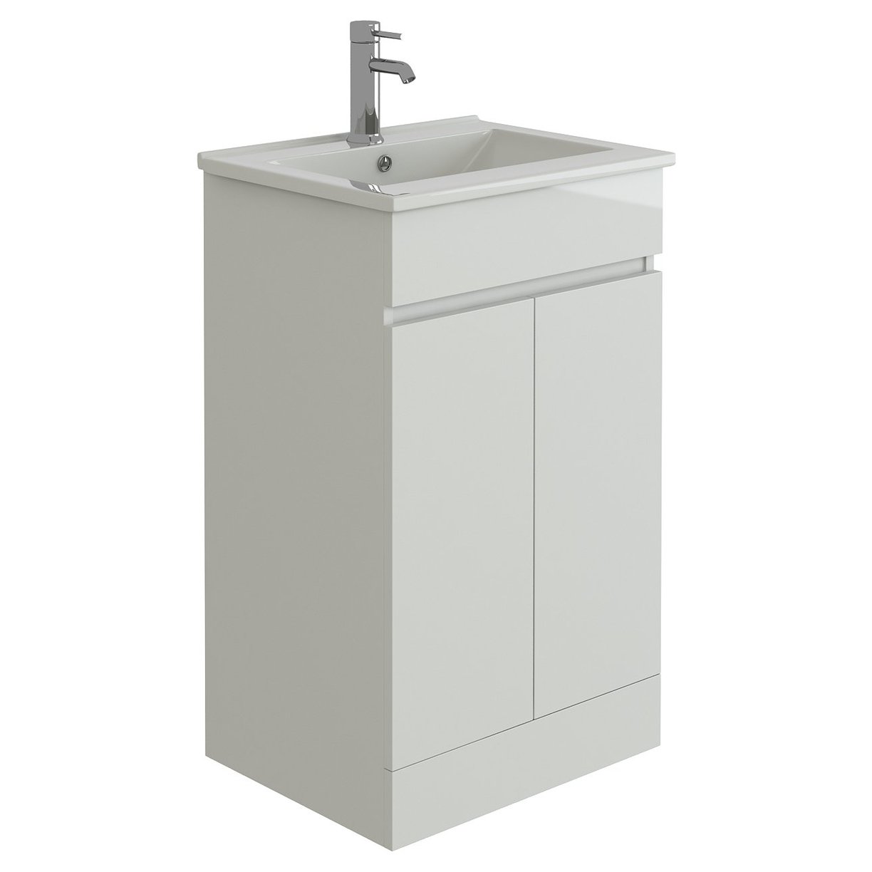 Vittoria 500 2 Door Gloss White Handless Vanity Unit & Slim Edge Basin 