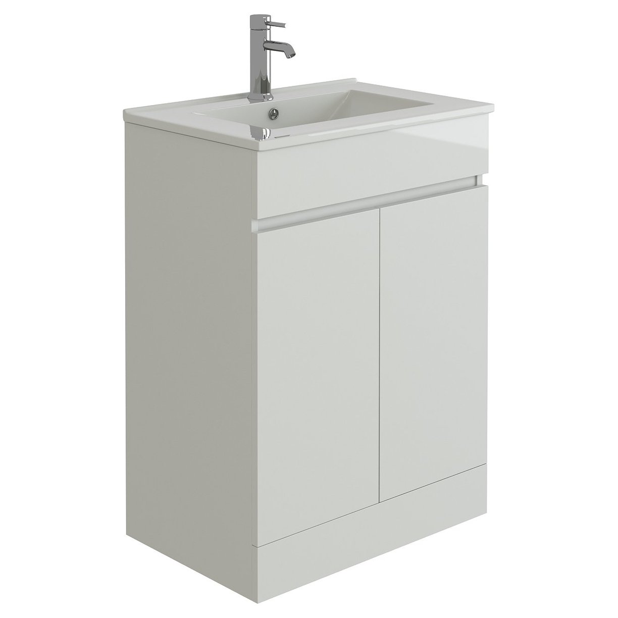 Vittoria 600 2 Door Gloss White Handleless Vanity Unit & Slim Edge Basin 