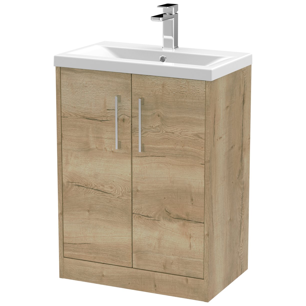600 Fs 2-Door Vanity & Basin 1 - Bleached Oak