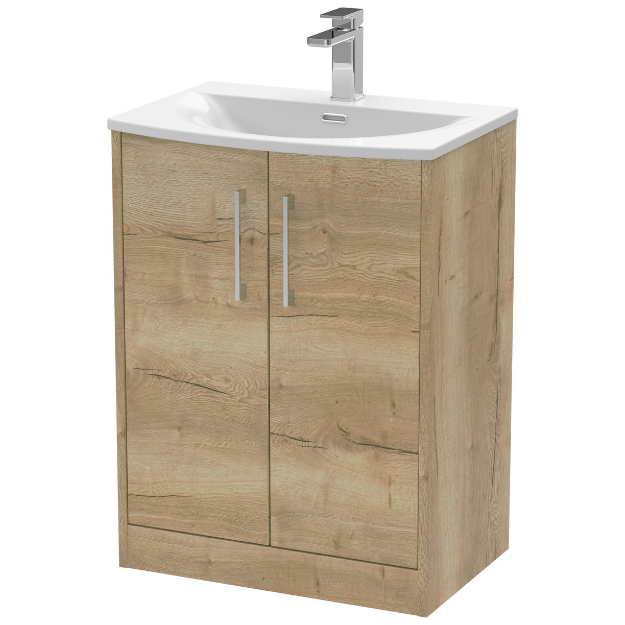 600 Fs 2-Door Vanity & Basin 4 - Bleached Oak