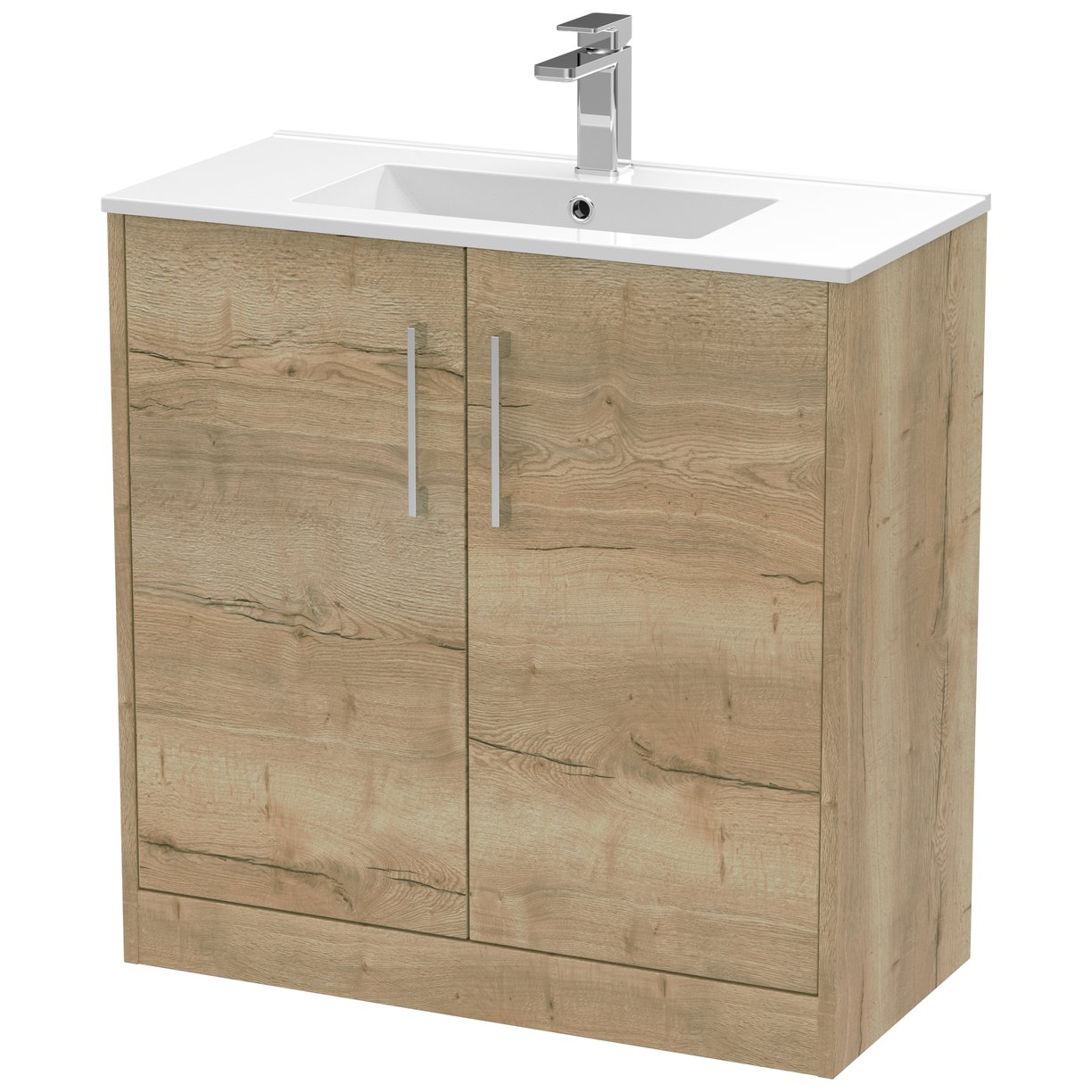 800 Fs 2-Door Vanity & Basin 2 - Bleached Oak