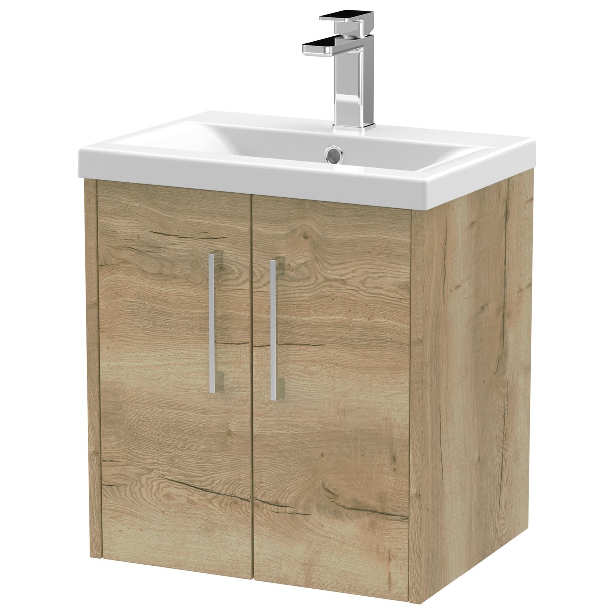 500 Wh 2-Door Vanity & Basin 1 - Bleached Oak