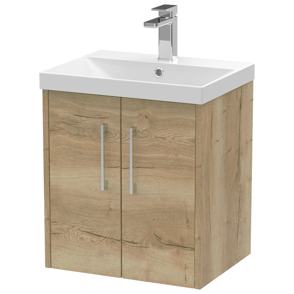 500 Wh 2-Door Vanity & Basin 3 - Bleached Oak