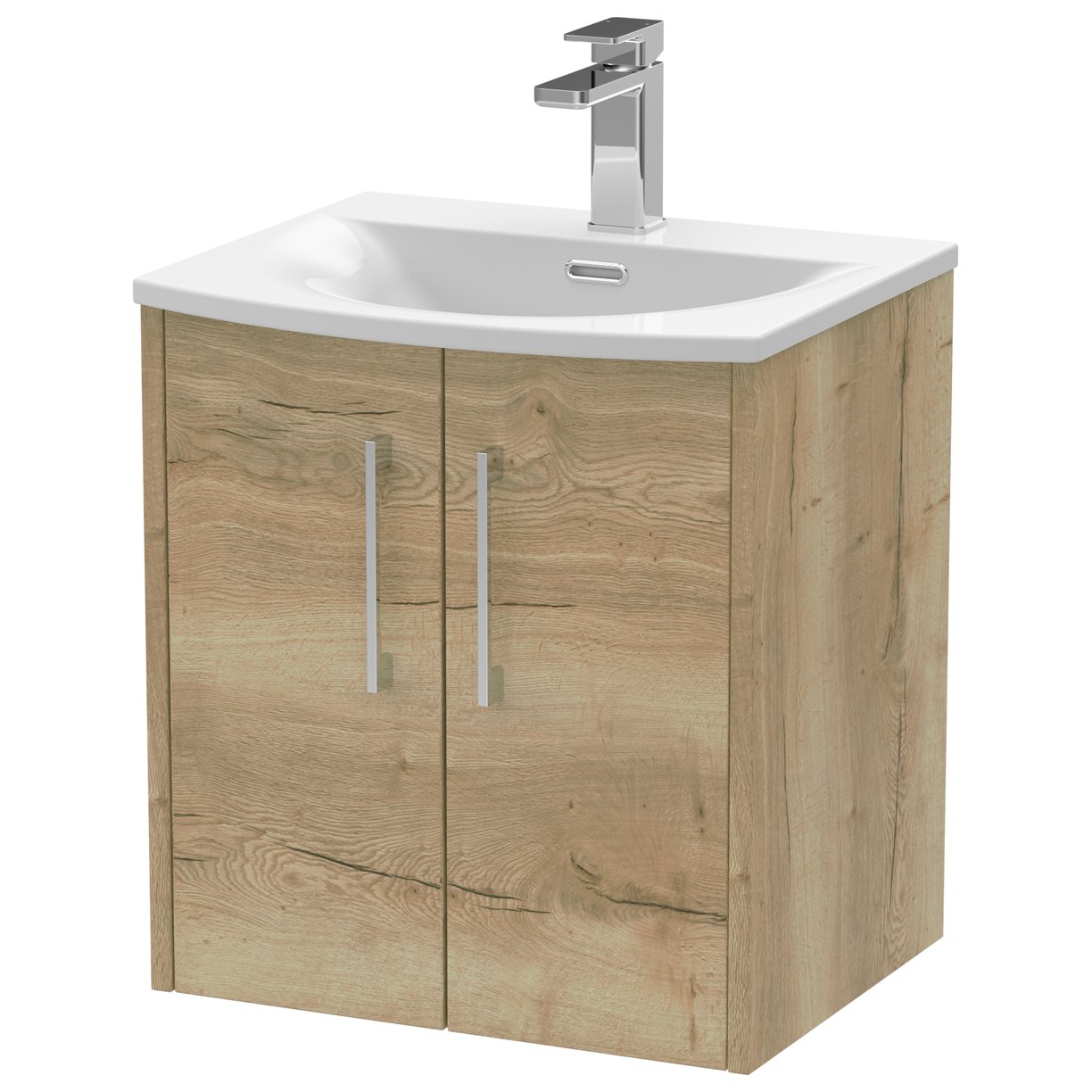 500 Wh 2-Door Vanity & Basin 4 - Bleached Oak