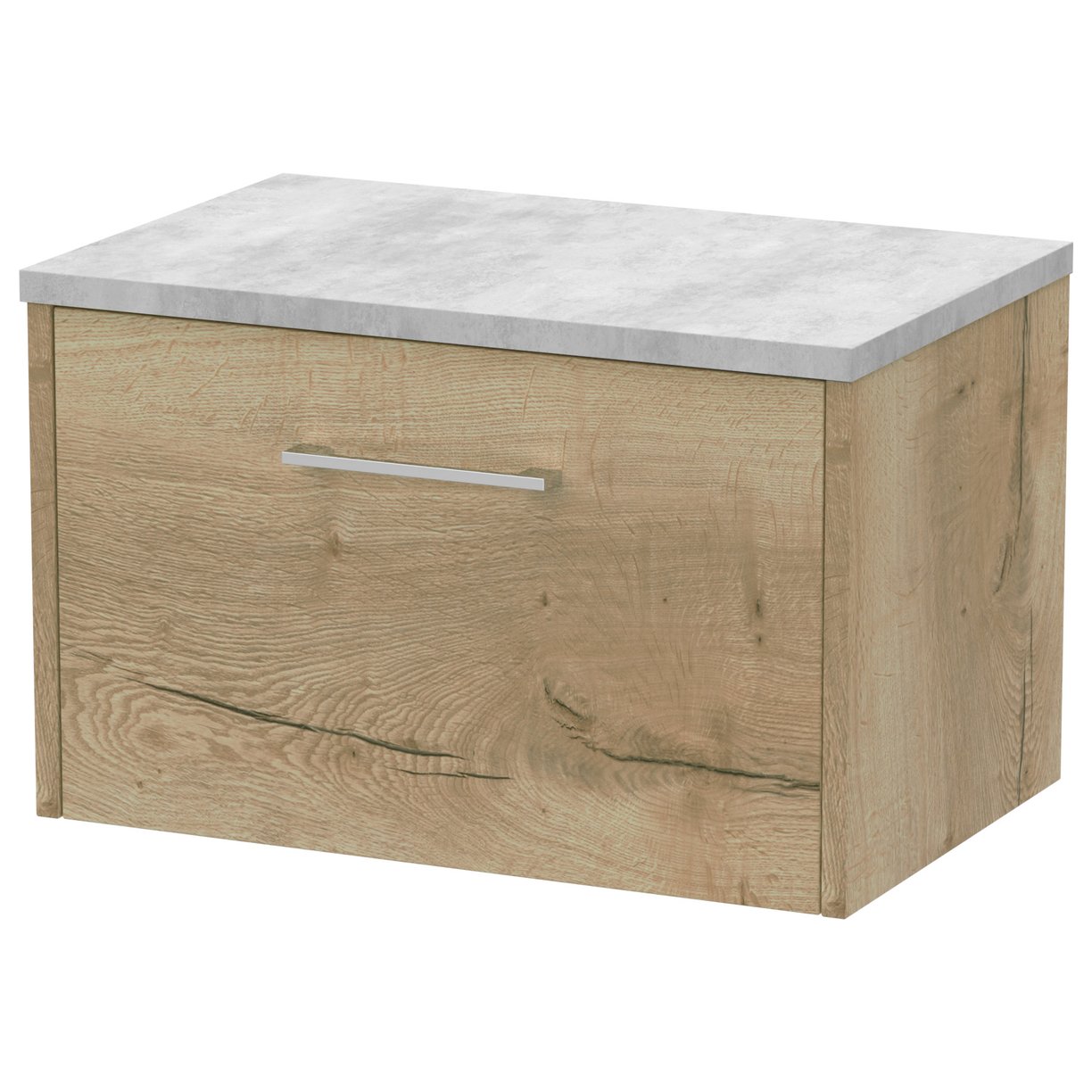 600 Wh Single Drawer Vanity & Laminate Top - Bleached Oak