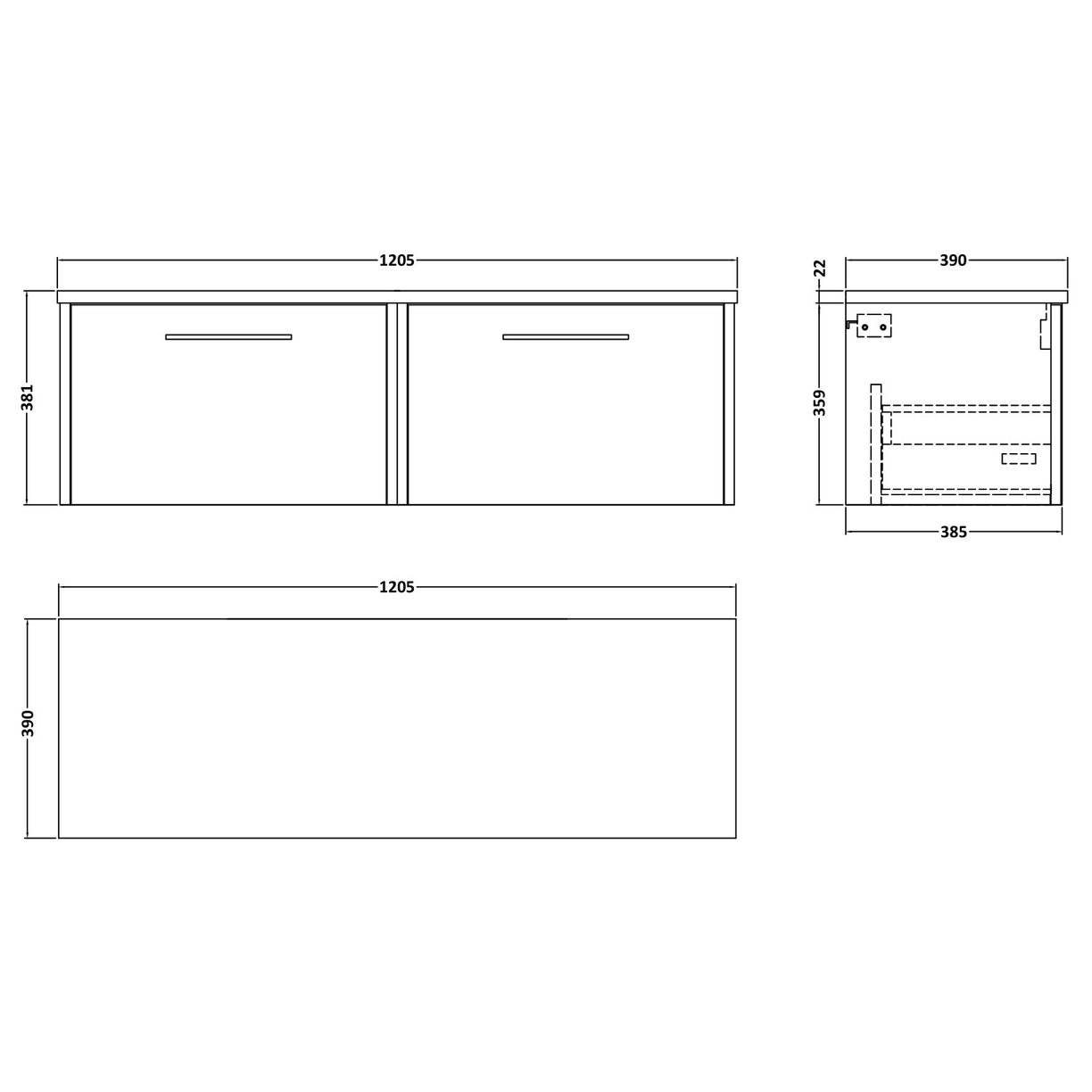 600 Wh 1-Drawer Vanity & Laminate Top - Bleached Oak