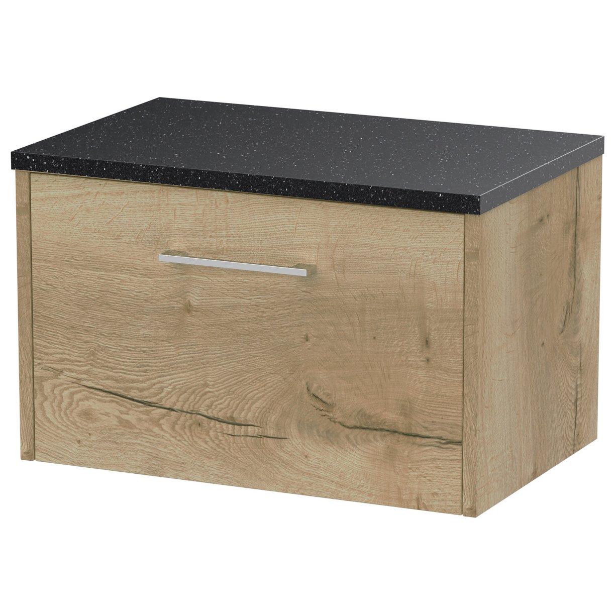 600 Wh Single Drawer Vanity & Laminate Top - Bleached Oak