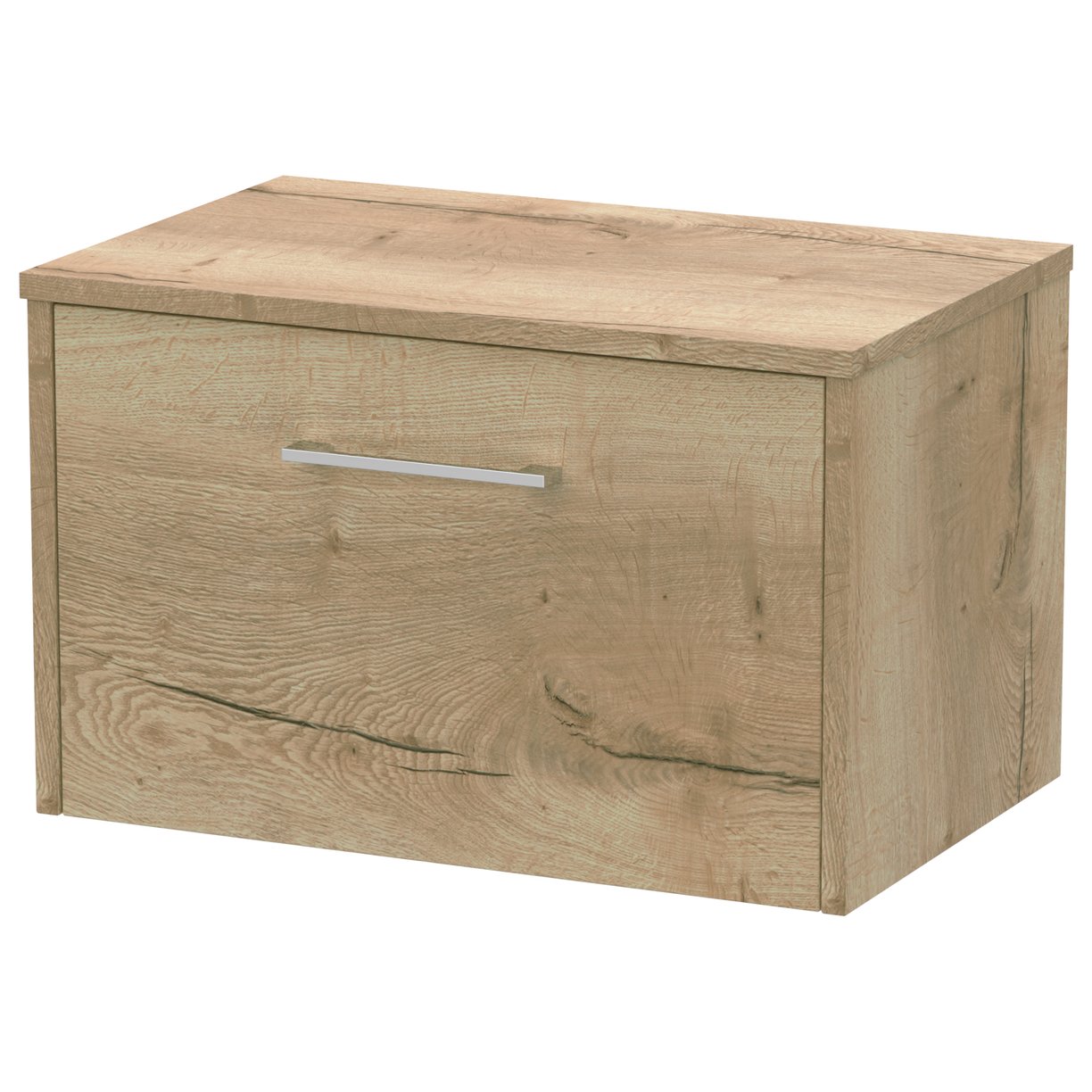 600 Wh Single Drawer Vanity & Worktop - Bleached Oak