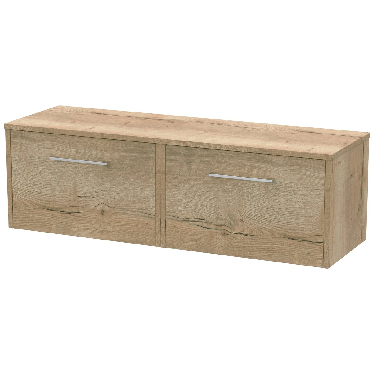 1200 Wh 2-Drawer Vanity & Worktop - Bleached Oak