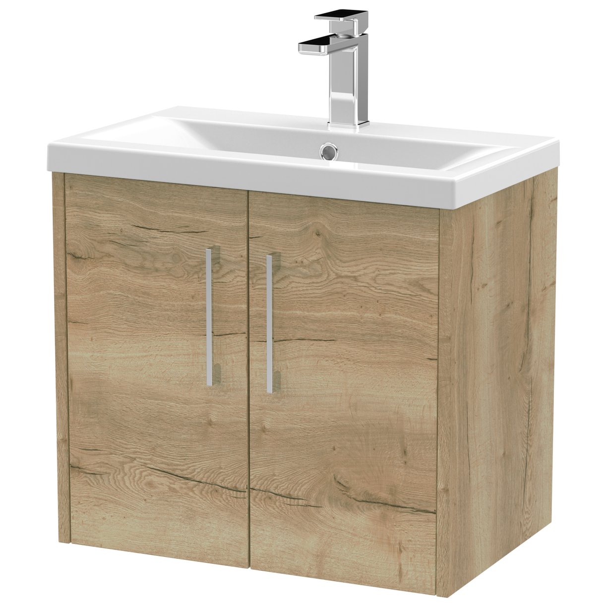 600 Wh 2-Door Vanity & Basin 1 - Bleached Oak