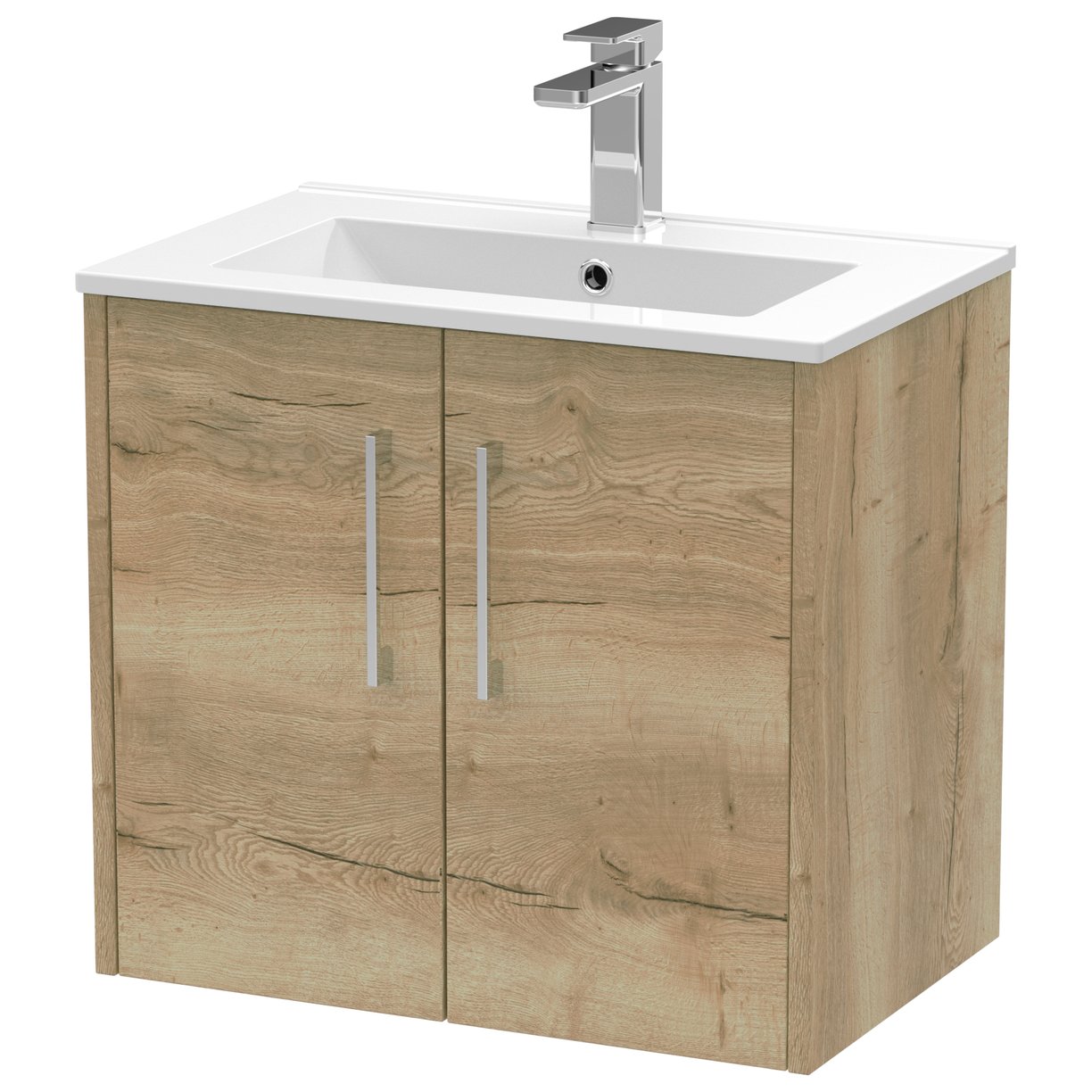 600 Wh 2-Door Vanity & Basin 2 - Bleached Oak