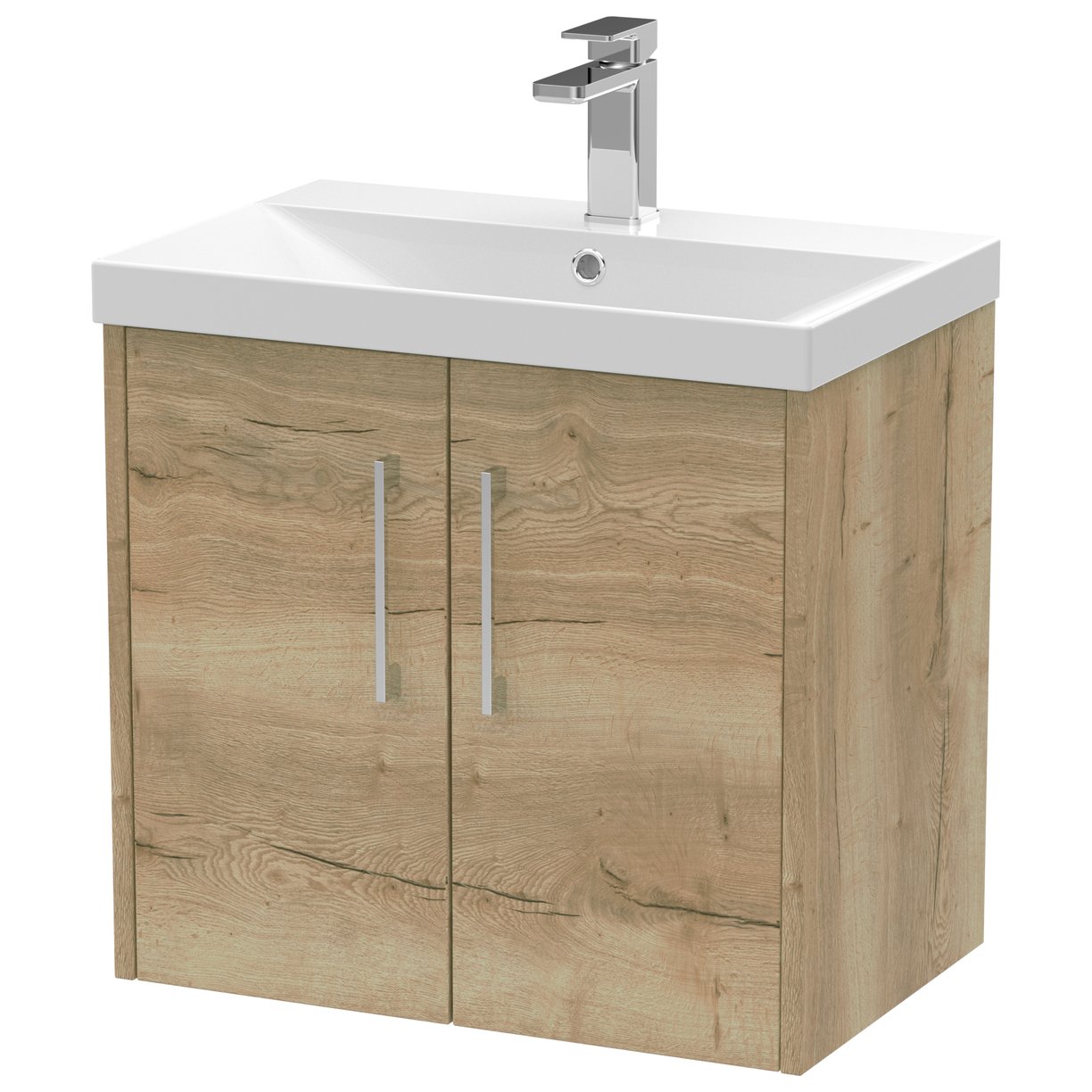 600 Wh 2-Door Vanity & Basin 3 - Bleached Oak
