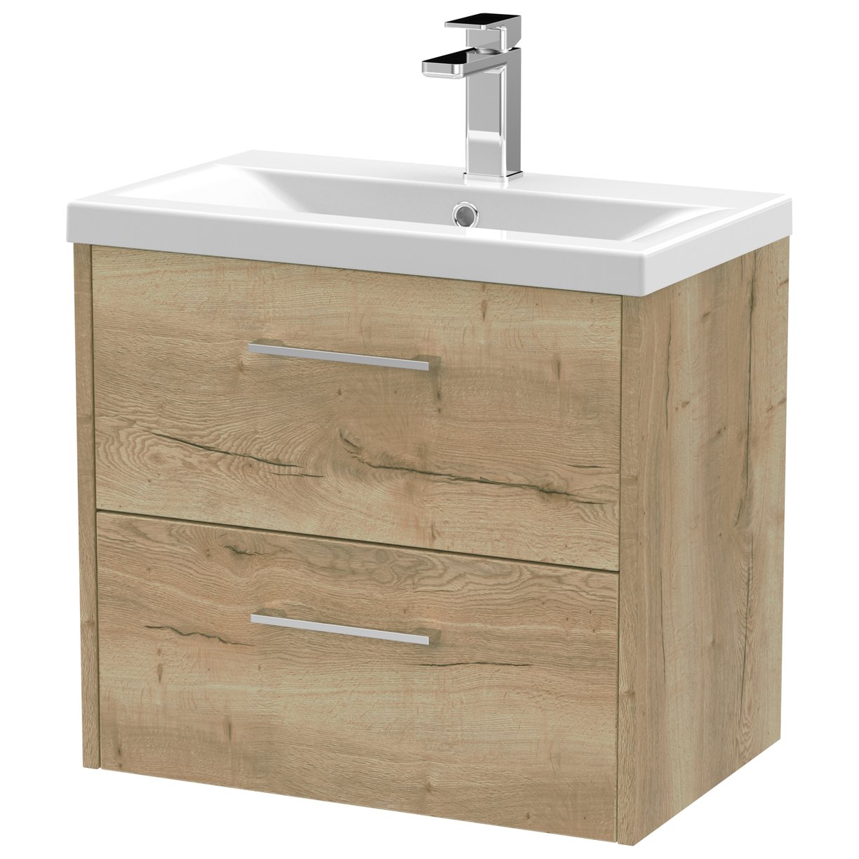 600 Wh 2-Drawer Vanity & Basin 1 - Bleached Oak