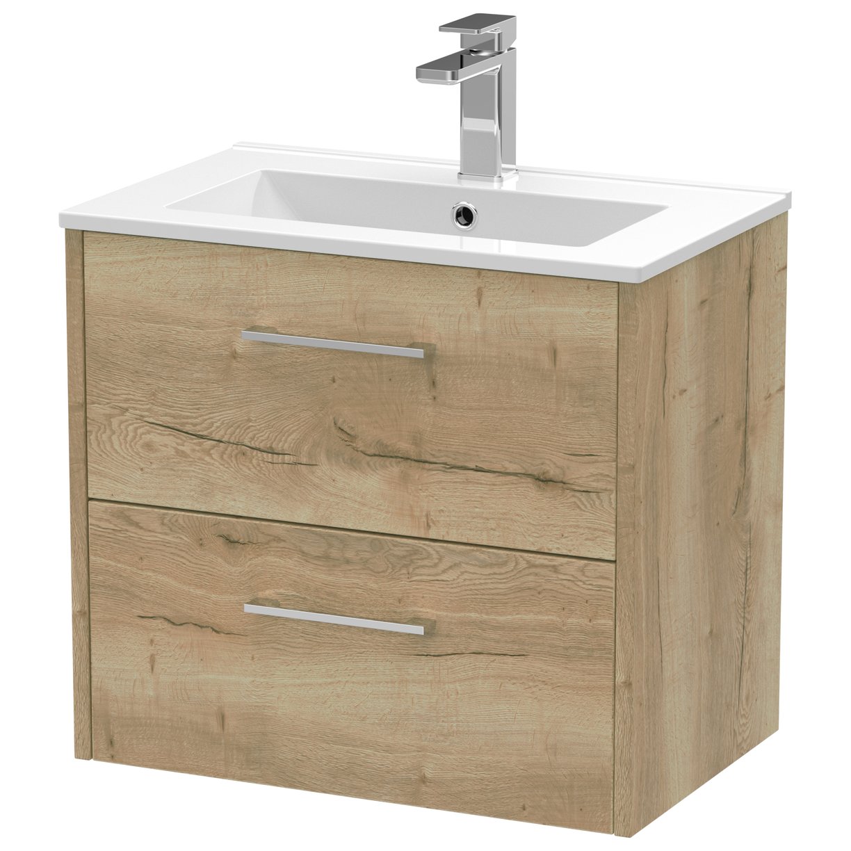 600 Wh 2-Drawer Vanity & Basin 2 - Bleached Oak